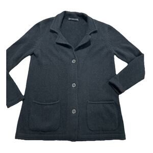 Peruvian Connection Women’s M Baby Alpaca Black Cardigan Sweater Coat Soft Fuzzy